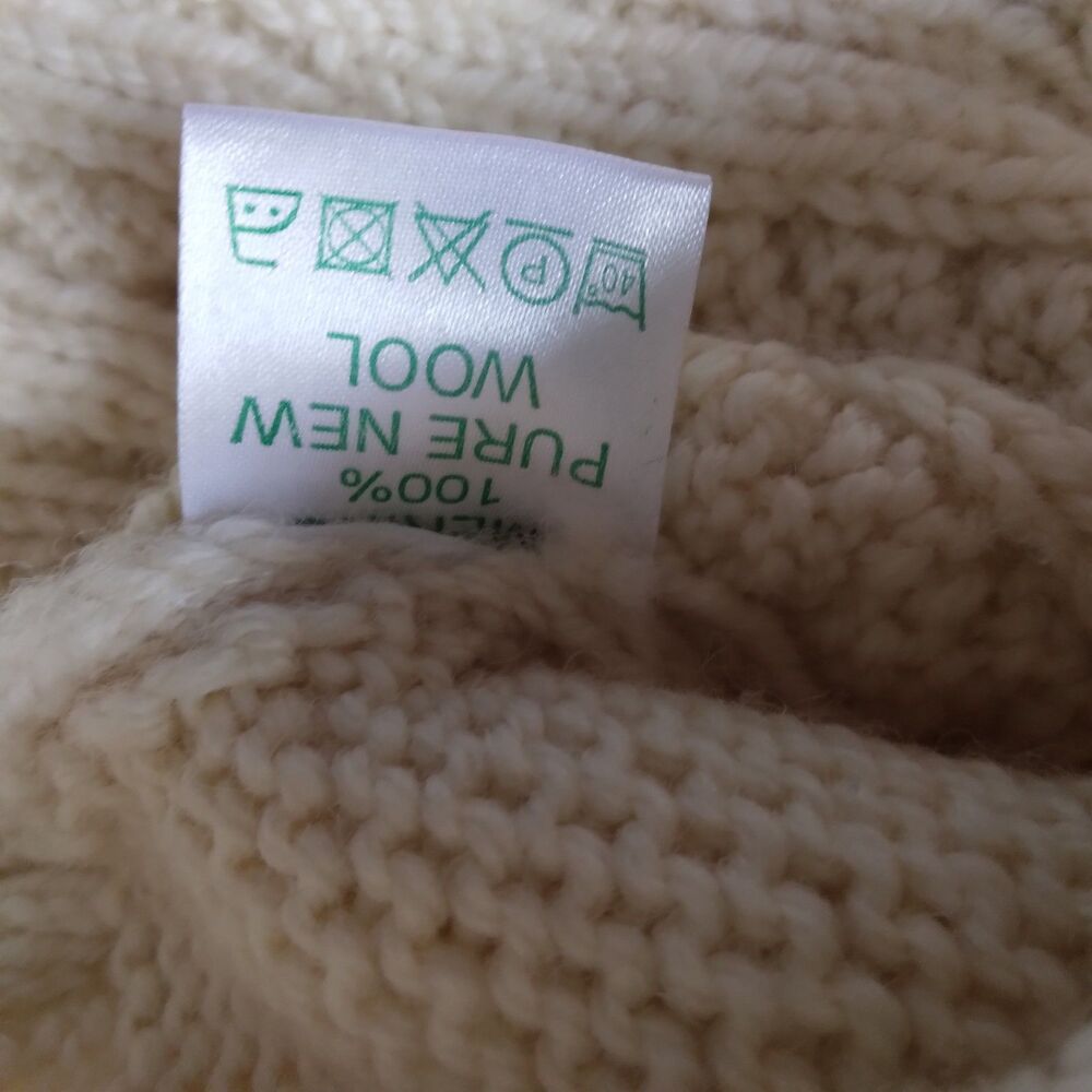 Carraig Donn Fisherman Sweater Cream Cable Knit Wool Ireland Zip Womens Medium - Picture 8 of 14